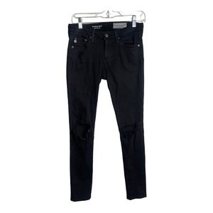 AG Adriano Goldschmied The Legging Ankle Jeans Black Distressed Size 26R